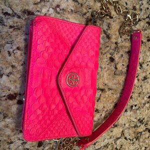 Tory Burch pink python mini chain crossbody
